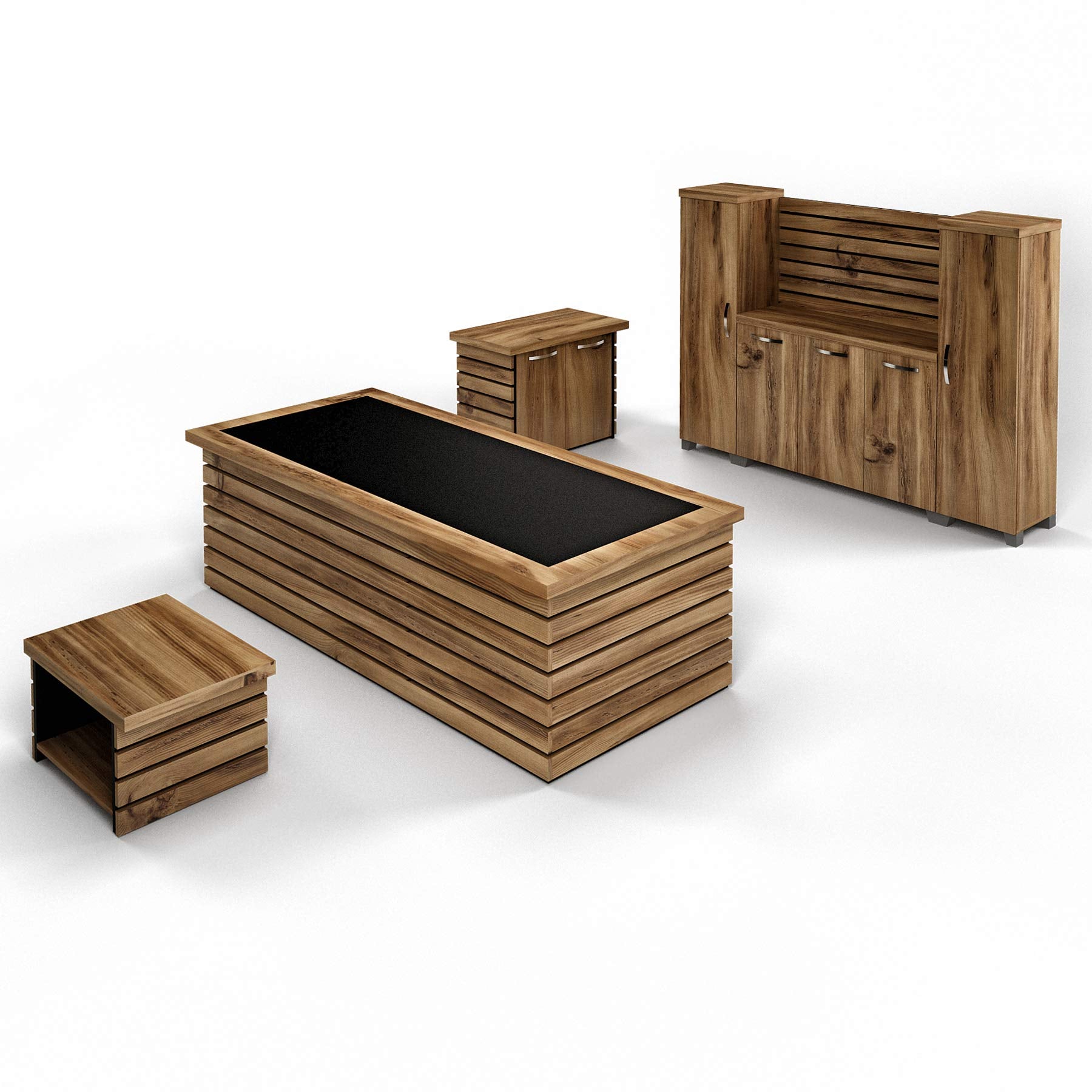 4-Piece Office Furniture Set with Executive Desk & Storage