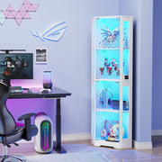 Corner Glass Display Cabinet with LED Lights