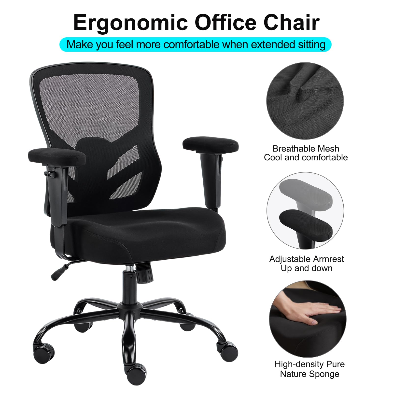Ergonomic Mesh Office Chair with Lumbar Support
