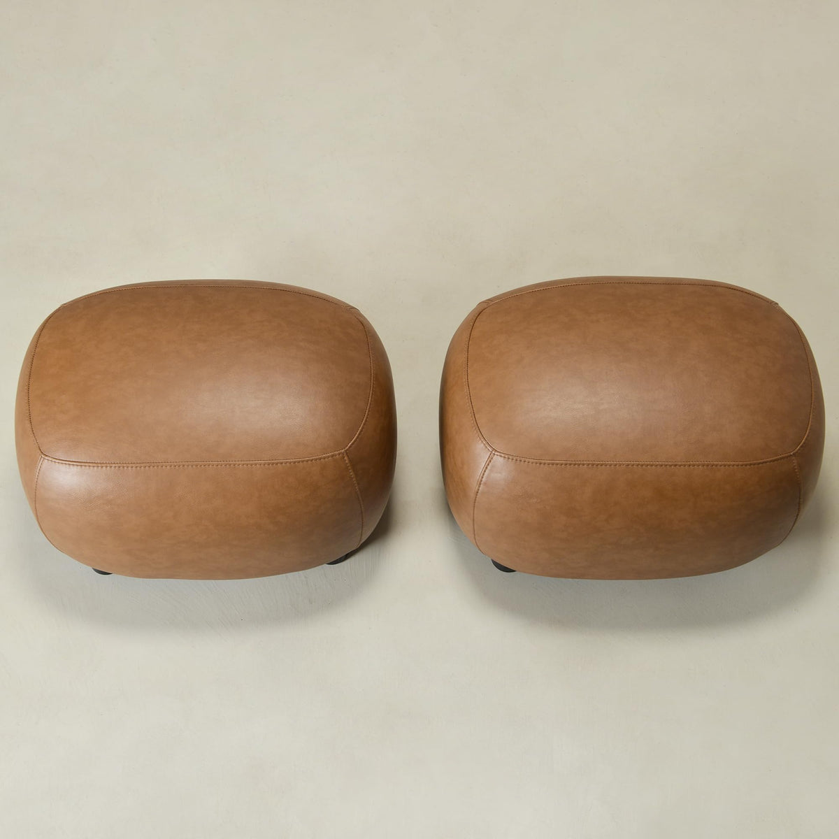 Camel Faux Leather Ottoman