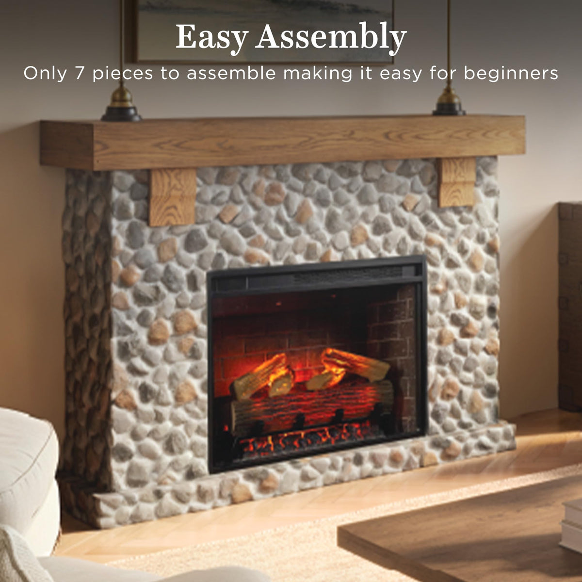 Smart Electric Fireplace with Mantel