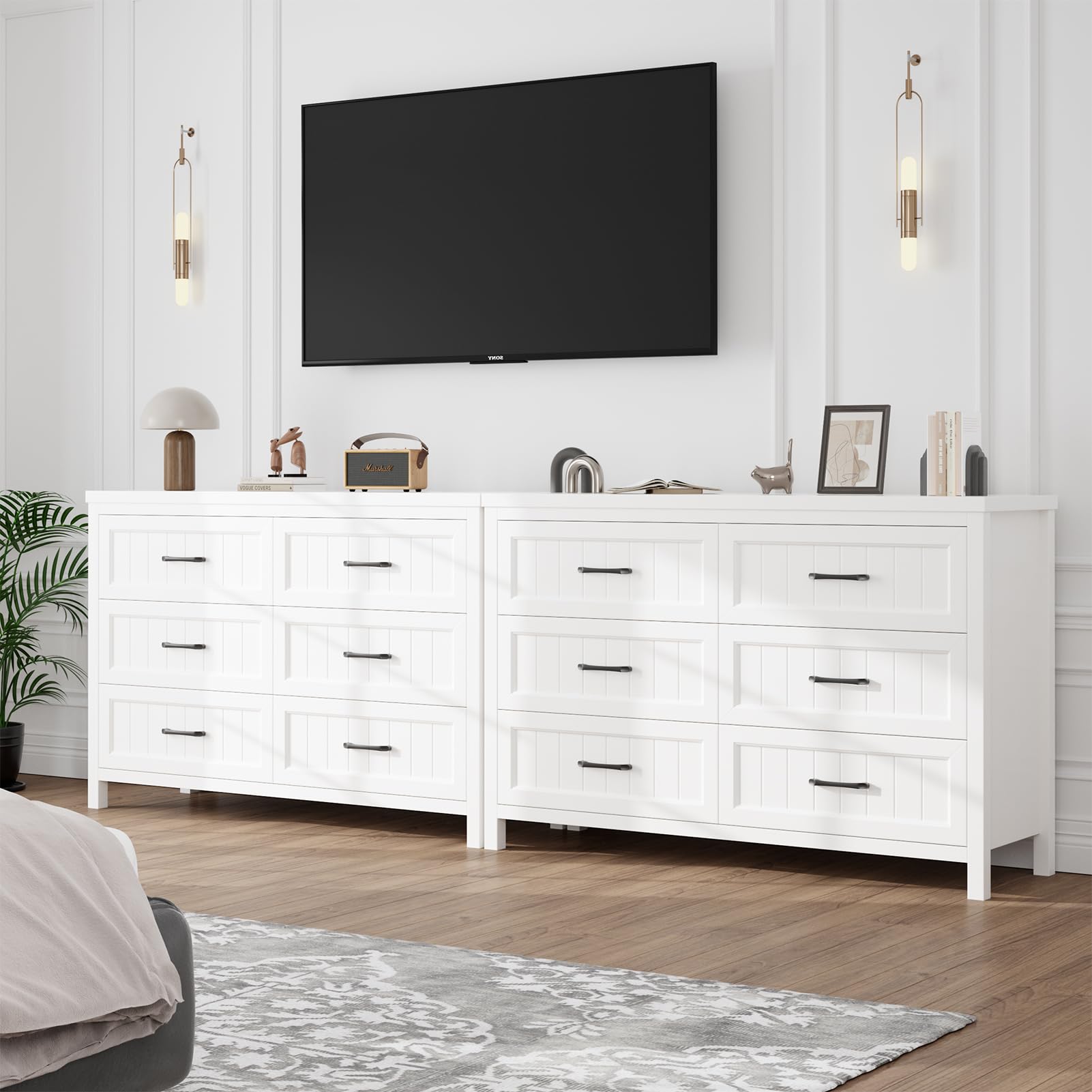 6-Drawer Farmhouse Dresser with Deep Storage