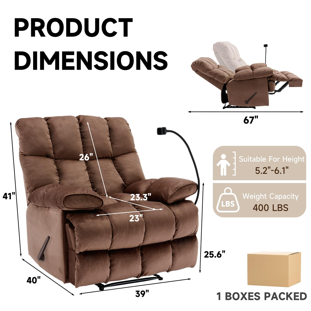 Oversized Velvet Recliner Chair