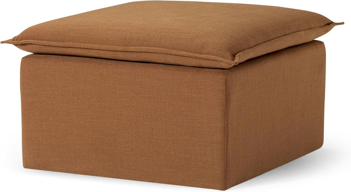 Maven Lane Claude Large Square Rustic Upholstered Ottoman Footrest Seat
