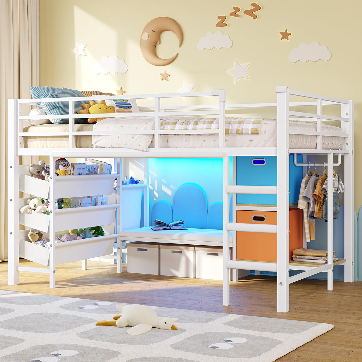 Twin Low Loft Bed with Storage