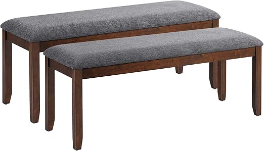 Upholstered Dining Bench with Rubberwood Legs