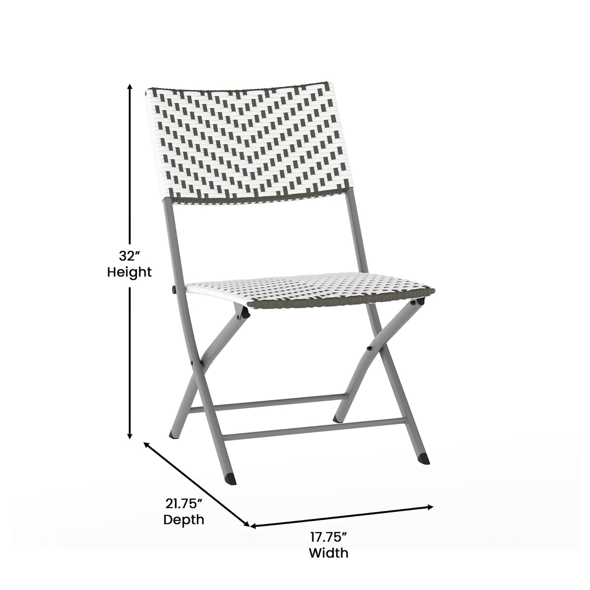 EMMA + OLIVER Gray/White Three Piece Folding Bistro Set