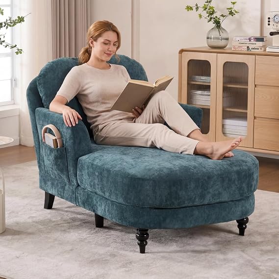 Orange Chenille Chaise Lounge