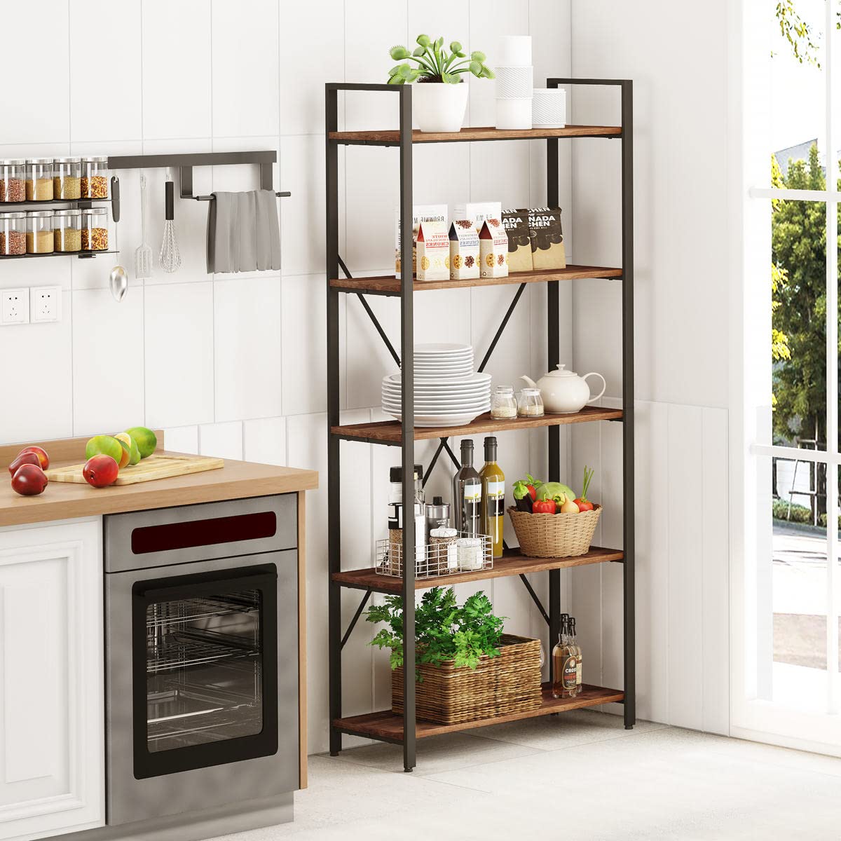 5-Tier Industrial Bookshelf