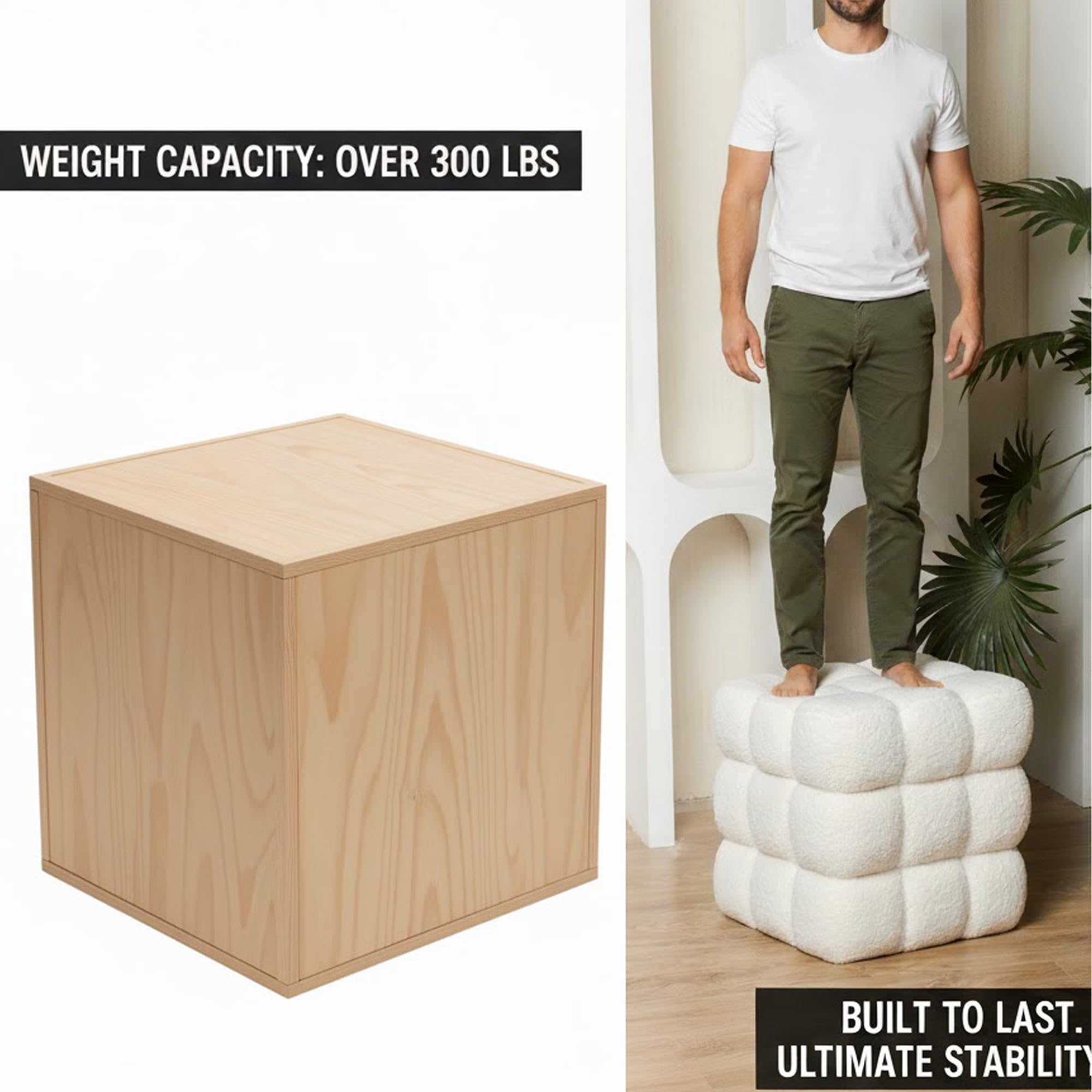 Sherpa Square Ottoman – Boucle Cube Pouf