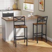 MAHANCRIS Bar Stools, Set of 2 Bar Chairs with Backrest and Footrest, 26" Tall Counter Bar Stools, Kitchen Breakfast Bar Chairs, Easy Assembly, for Dining Room, Rustic Brown BAHR0901N1