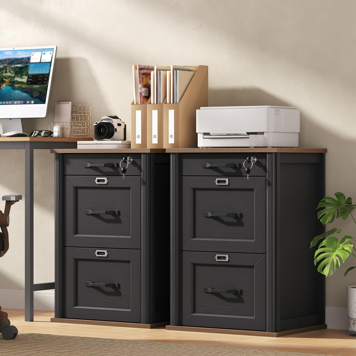 3-Drawer Locking File Cabinet Set of 2