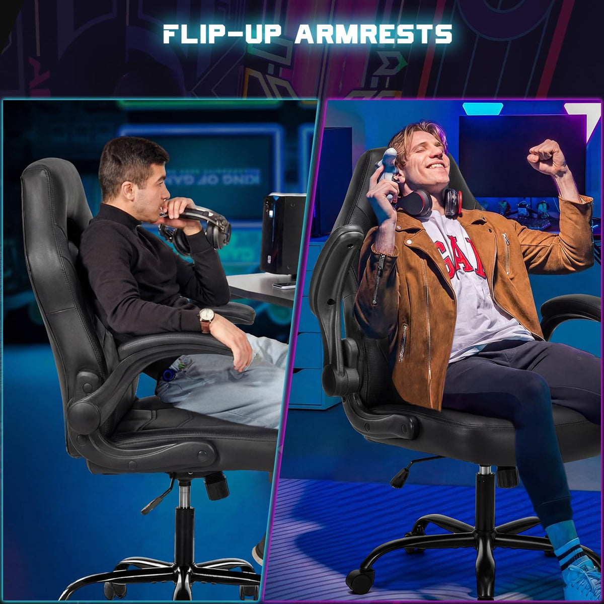 DUMOS Computer Gaming Chair, Home Office Desk Chair, PU Leather
