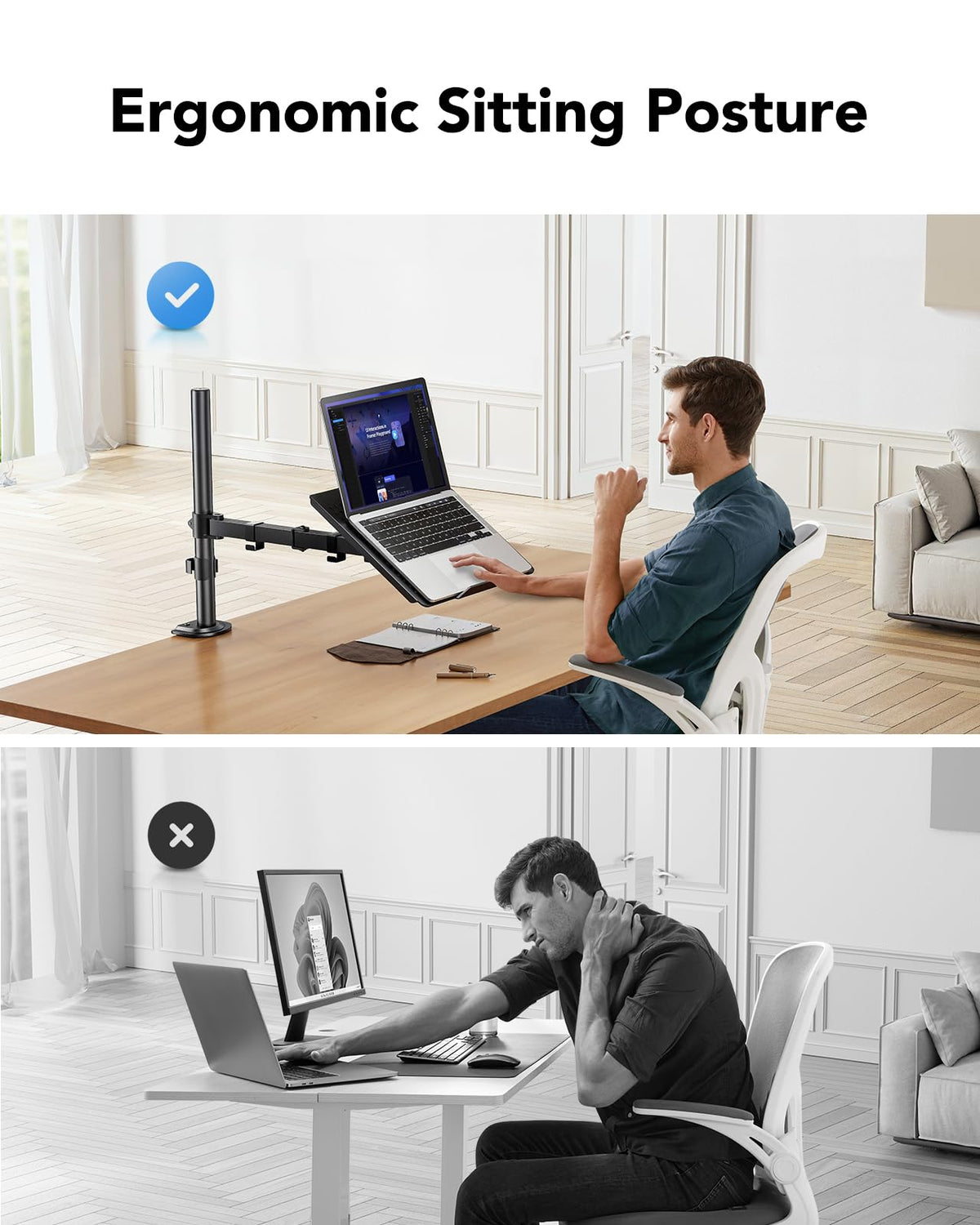 HUANUO Laptop Desk Mount - 17' to 32' Monitor Arm