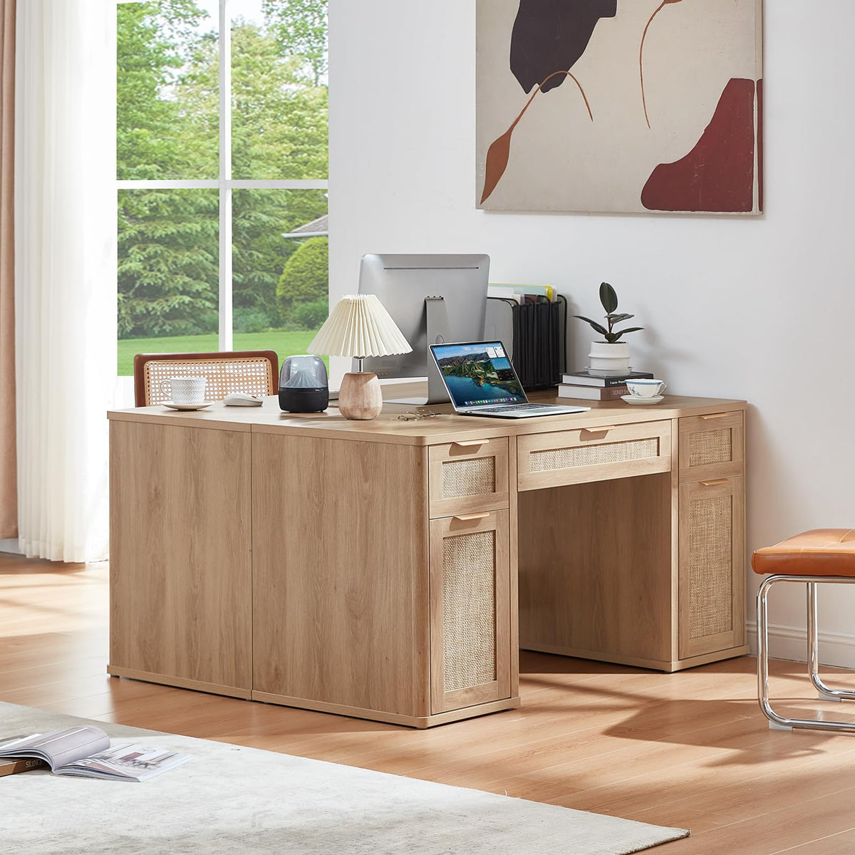 Rattan Desk with Storage