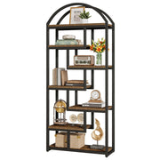 71" Arched Bookshelf 7-Shelf Industrial Etagere