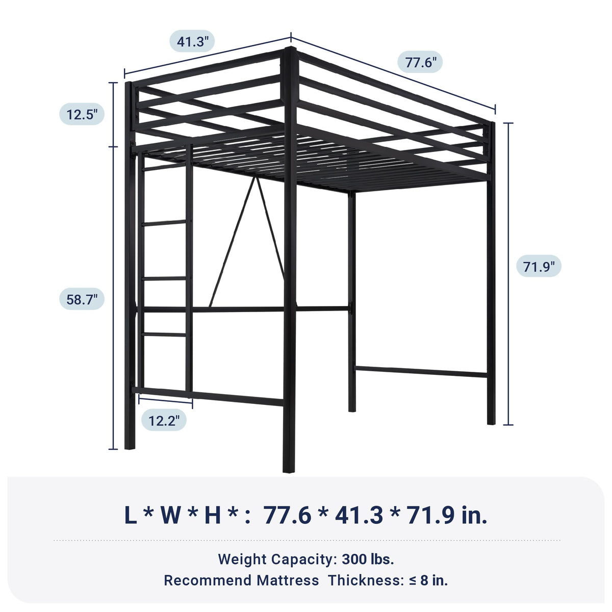 Twin Metal Loft Bed