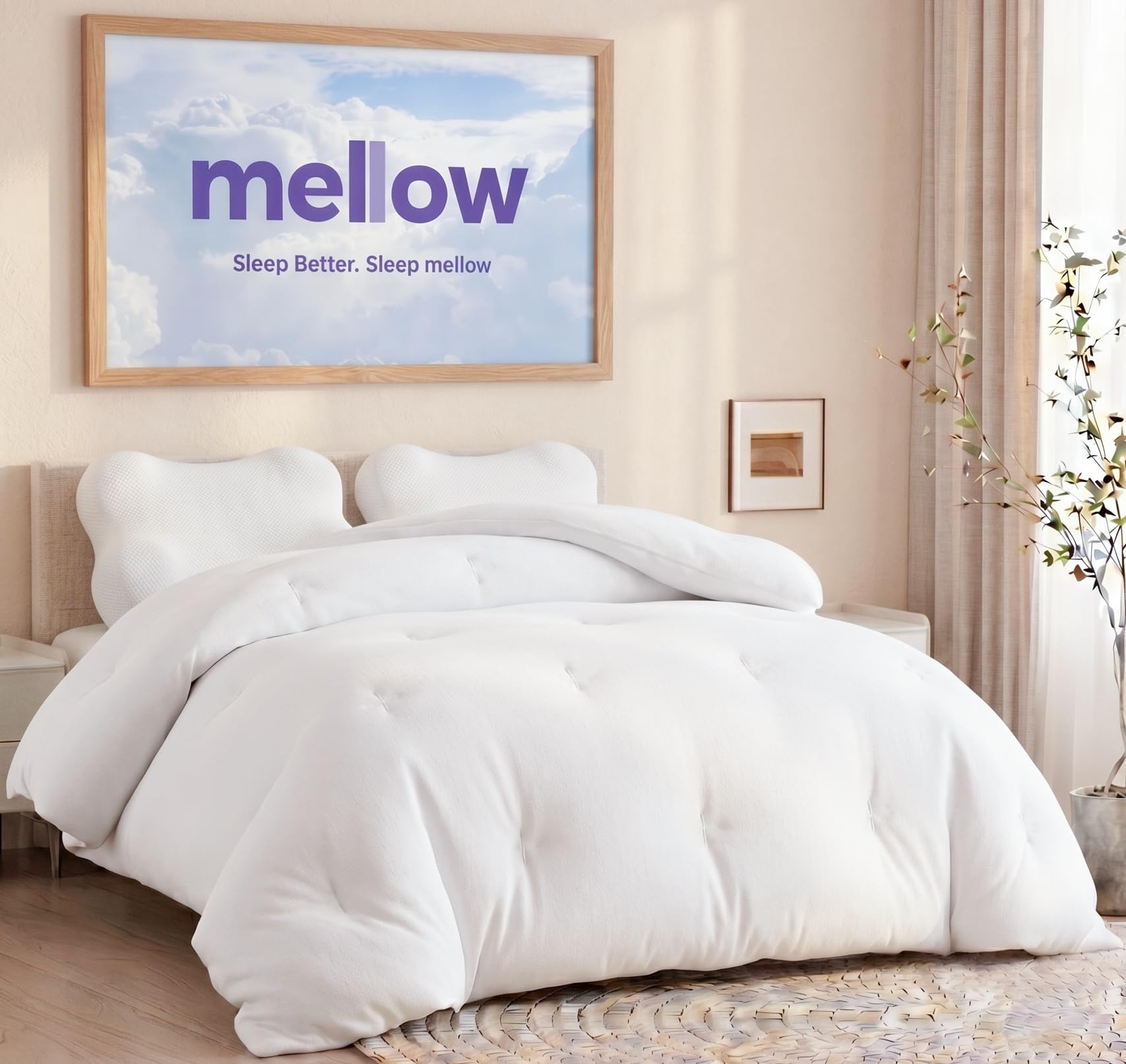Mellow Marshmellow Comforter Full/Queen - Extra Fluffy Double-Stuffed Down Alternative Duvet Insert, All-Season Temperature-Balancing, Oeko-TEX Class I Fabric, Box-Stitch, Machine Washable