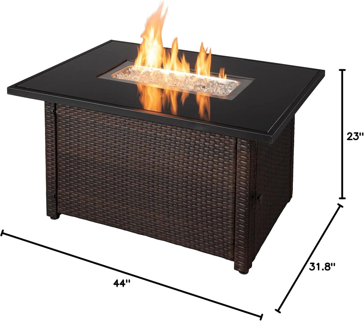 Rectangular Wicker Fire Pit Table