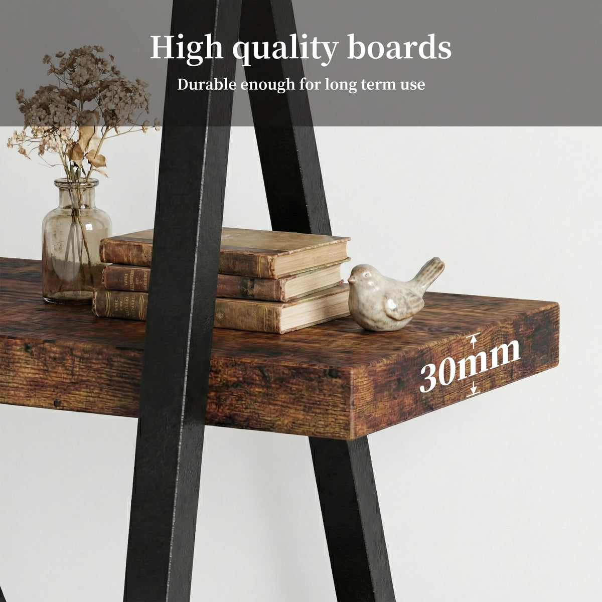 5-Tier Rustic Industrial Bookshelf