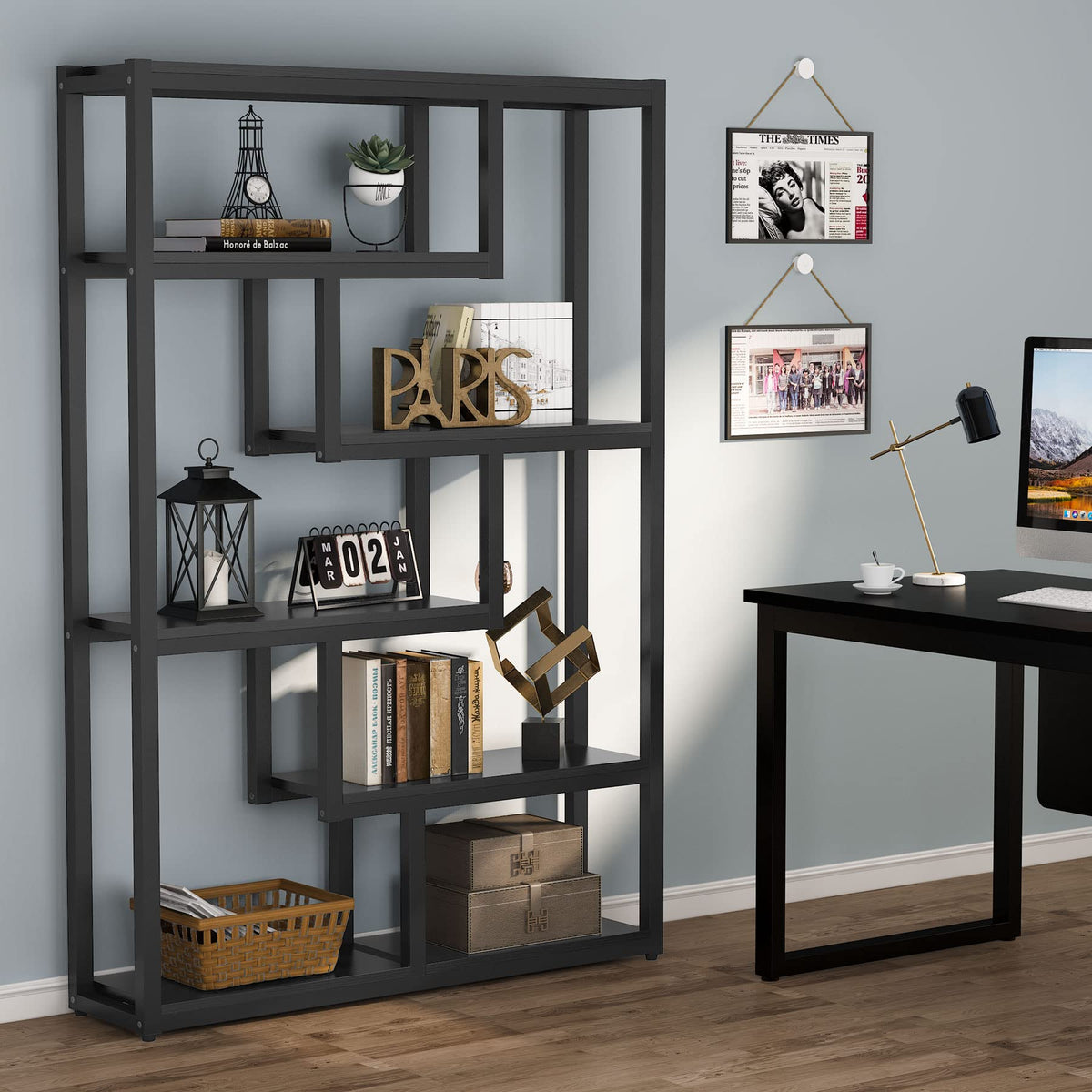 6-Tier Industrial Bookcase