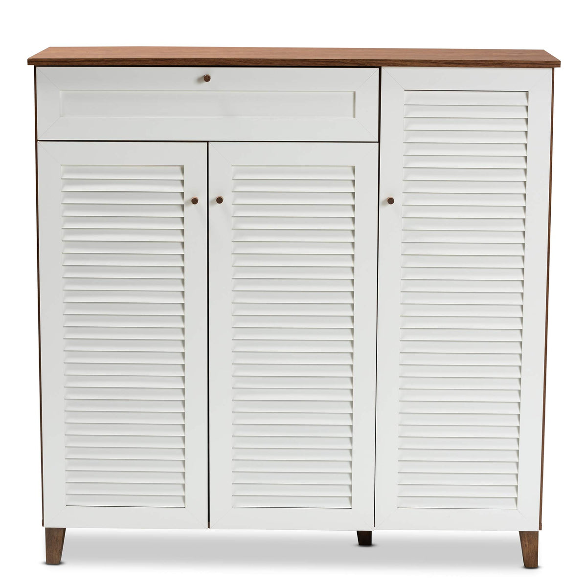 Baxton Studio Shoe Cabinets, White/Walnut