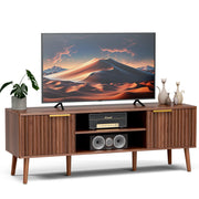 Mid-Century TV Stand with Fluted Door Cabinets