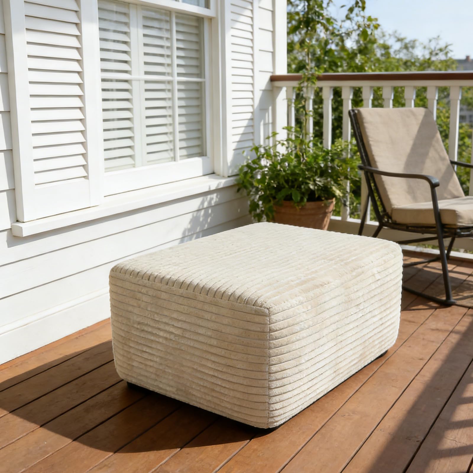 Plush Ottoman & L-Shaped Sofa Set