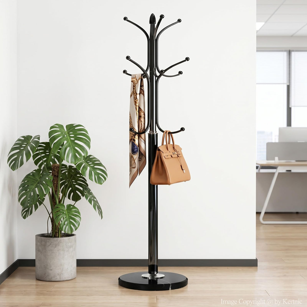 12-Hook Marble Base Coat Rack