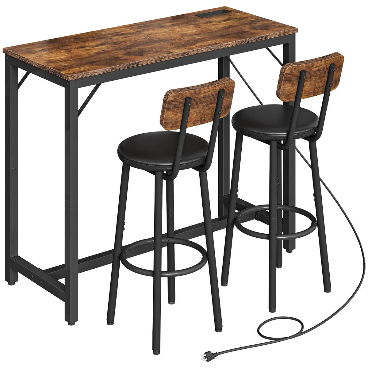 Bar Table Set with Charging Station
