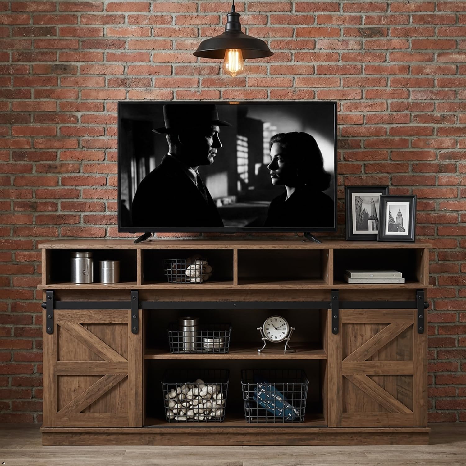 58" TV Stand with Barn Doors & Storage