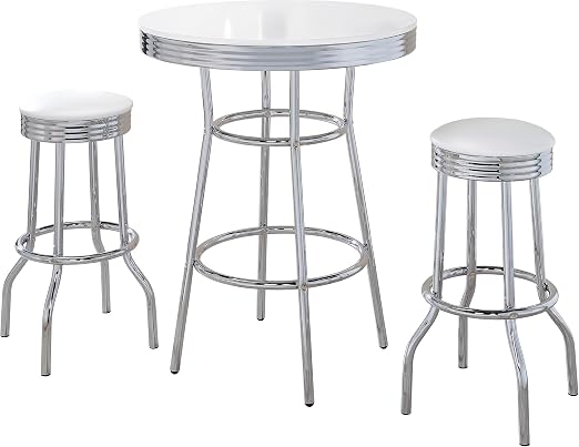 Retro 3-Piece Bar Set – Round Table & 2 Bar Stools
