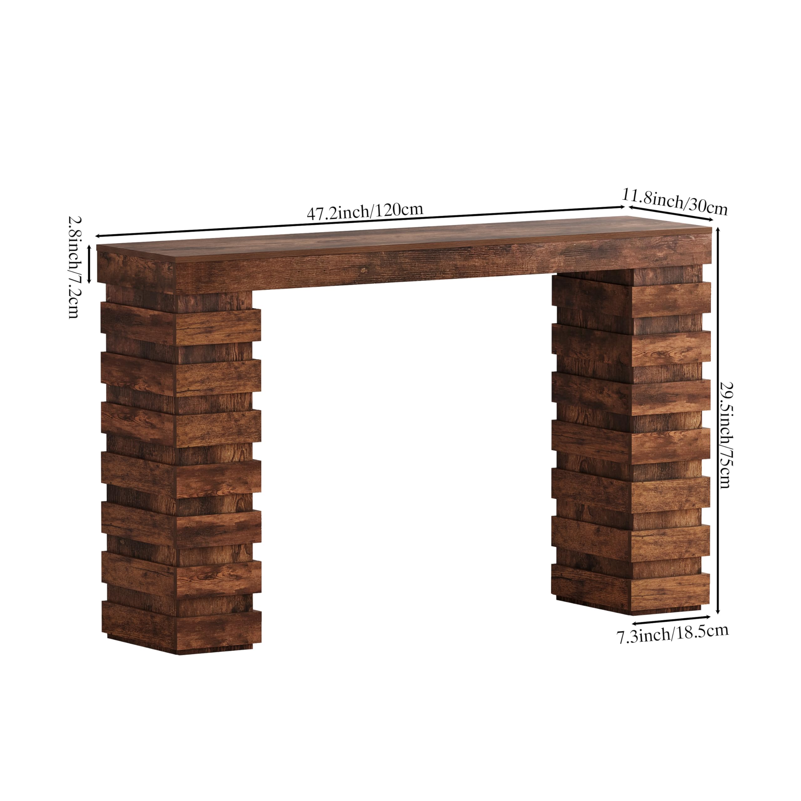 NinPeen 47.24" Long Console Table, Wood Entrance Table, Sofa Table Behind Couch, Industrial Console Table, Entryway Table for Contemporary Living Room, Entryway, or Hallway (Rustic Brown)