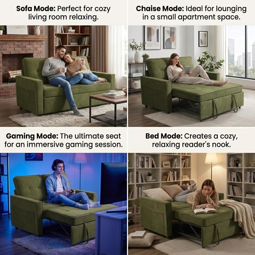 3-in-1 Sleeper Loveseat with USB