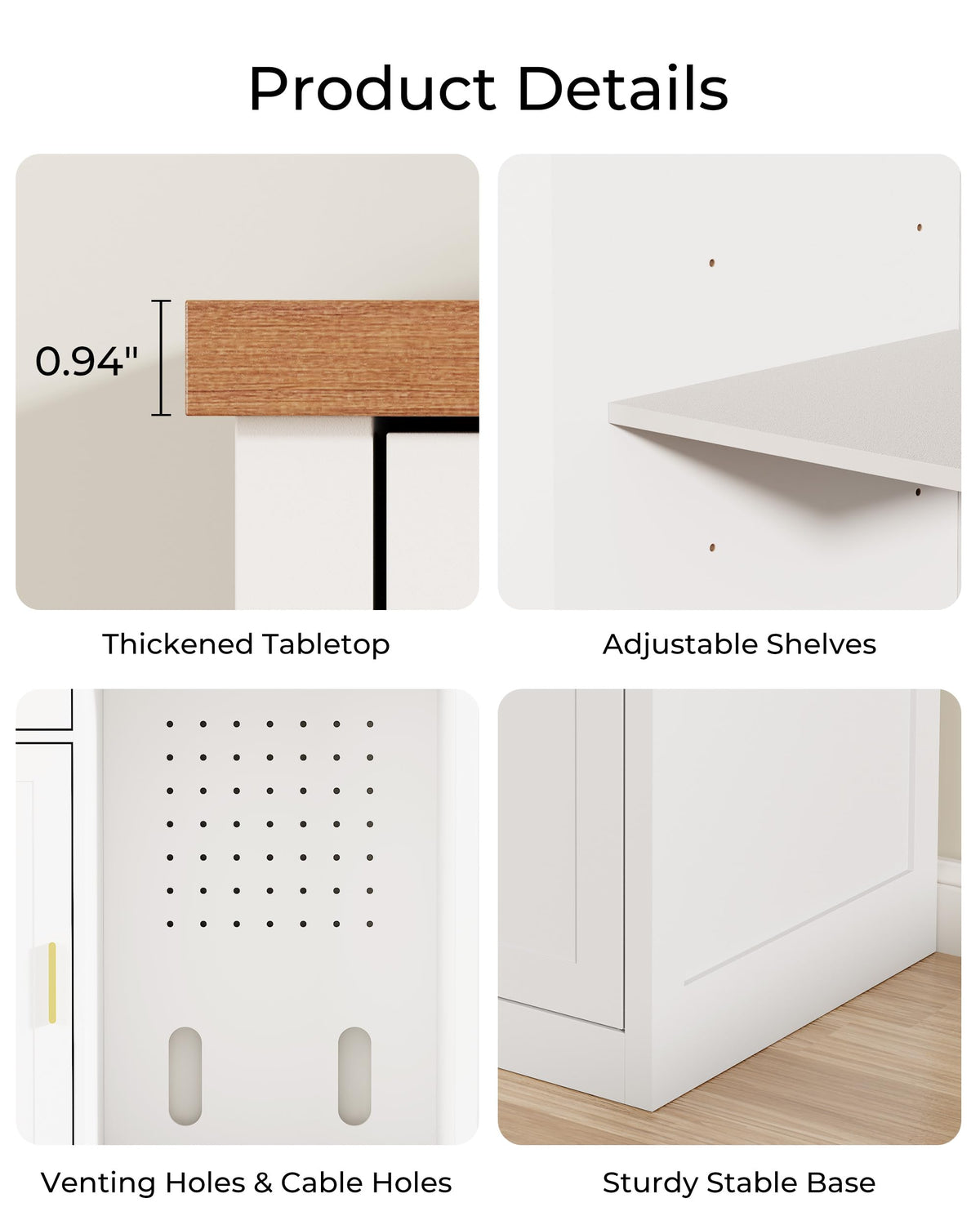 White Coffee Bar Cabinet with Fridge Space