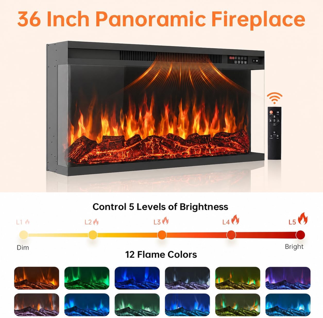 Farmhouse TV Stand with Electric Fireplace