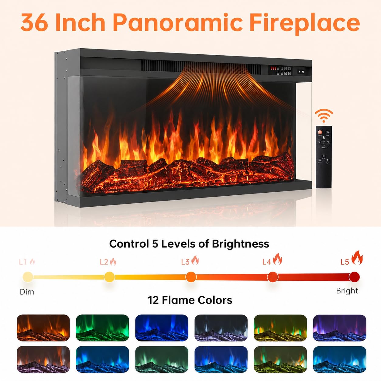Farmhouse TV Stand with Electric Fireplace