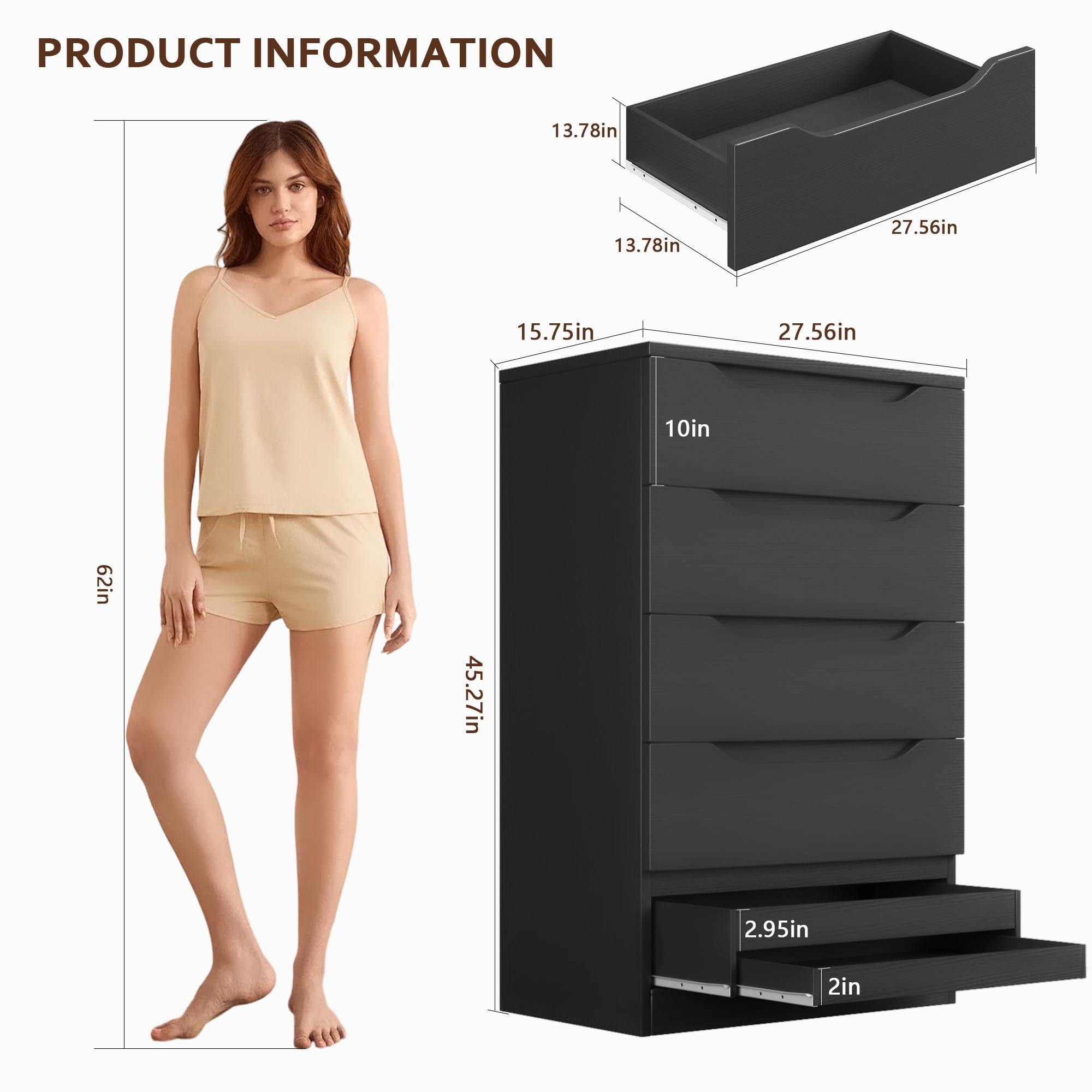 5-Drawer Dresser with Hidden Storage