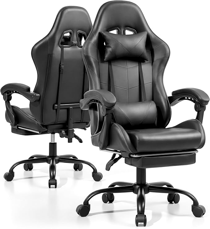 Ergonomic Gaming Chair with Footrest & Lumbar Support