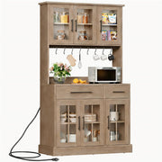 Kitchen Pantry Cabinet with Power Outlets