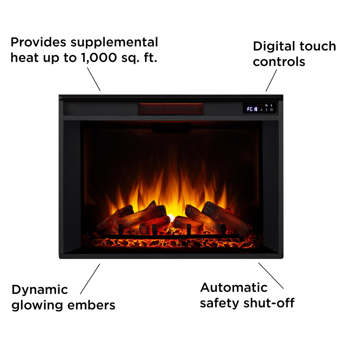 Electric Fireplace with Oak Mantel