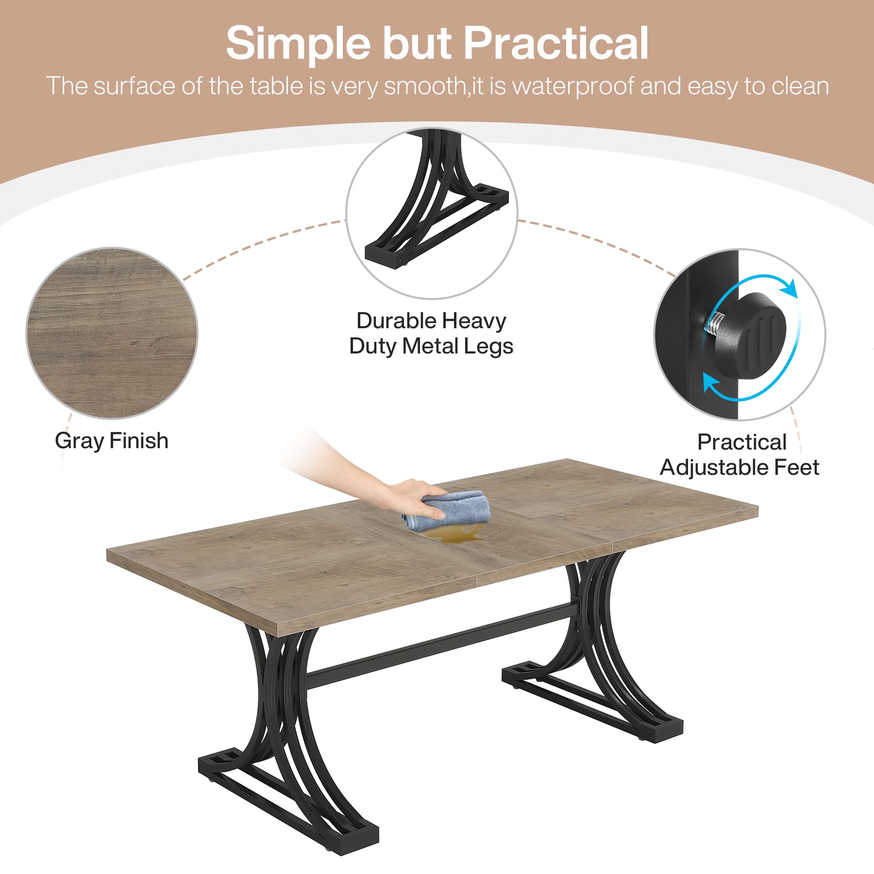 63" Conference Table with Metal Frame