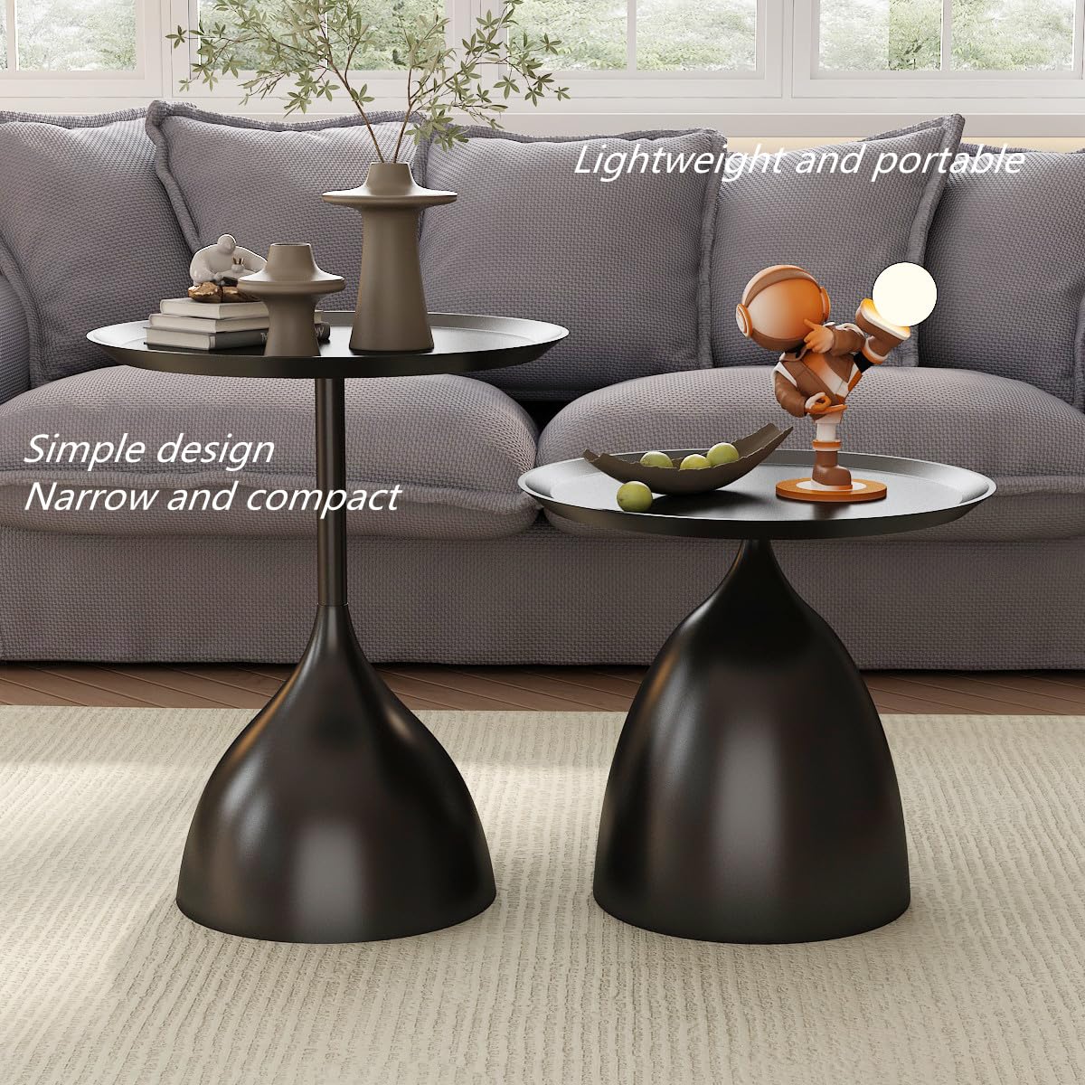 Round Metal Nesting End Tables Set of 2