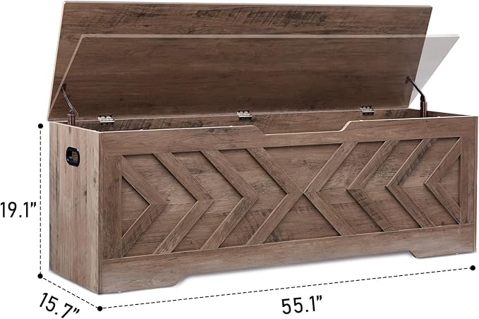 55.1" Storage Bench with Safety Hinges