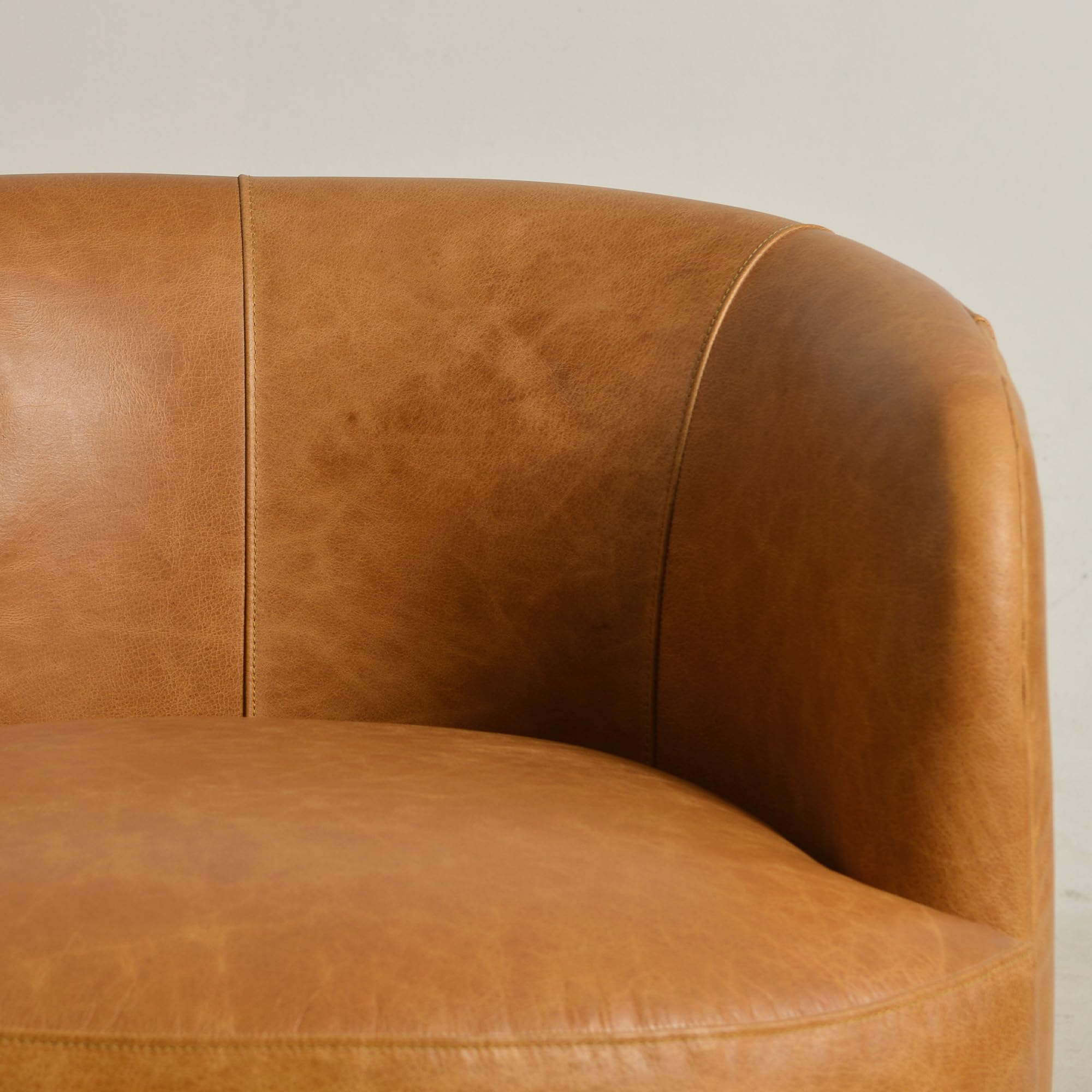 Leather Swivel Barrel Accent Chair, Set of 2