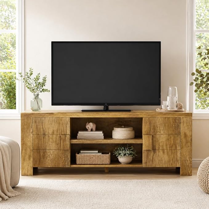 Farmhouse TV Stand with RGB Lighting