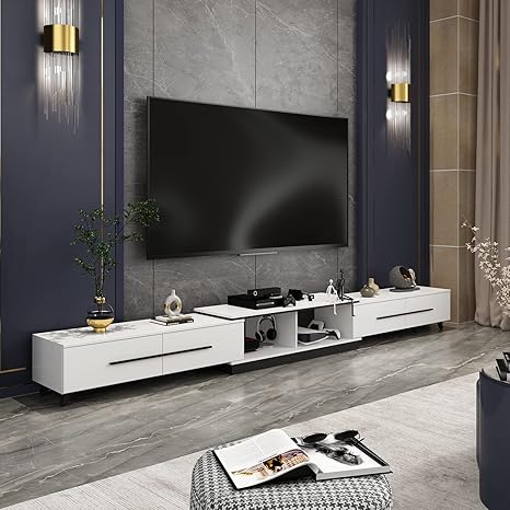Extendable TV Stand with 4 Drawers
