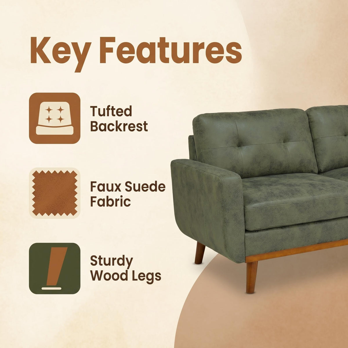 Faux Leather Tufted Loveseat