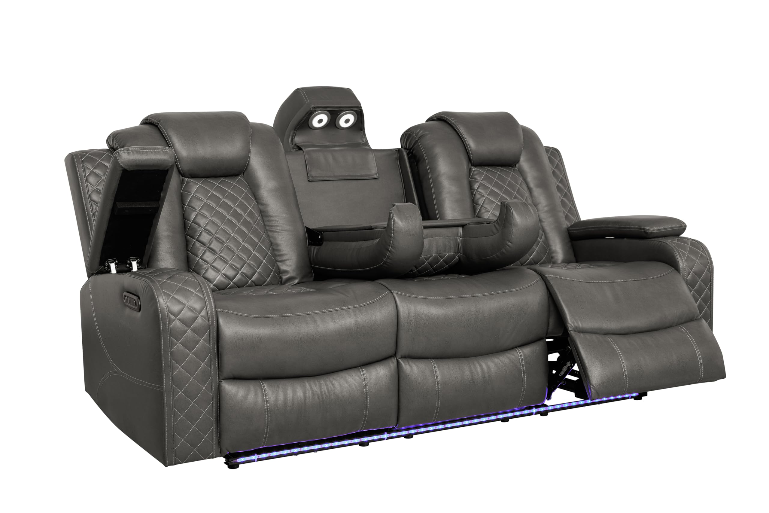 Power Recliner Sofa Set with LED & Bluetooth – 3-Piece