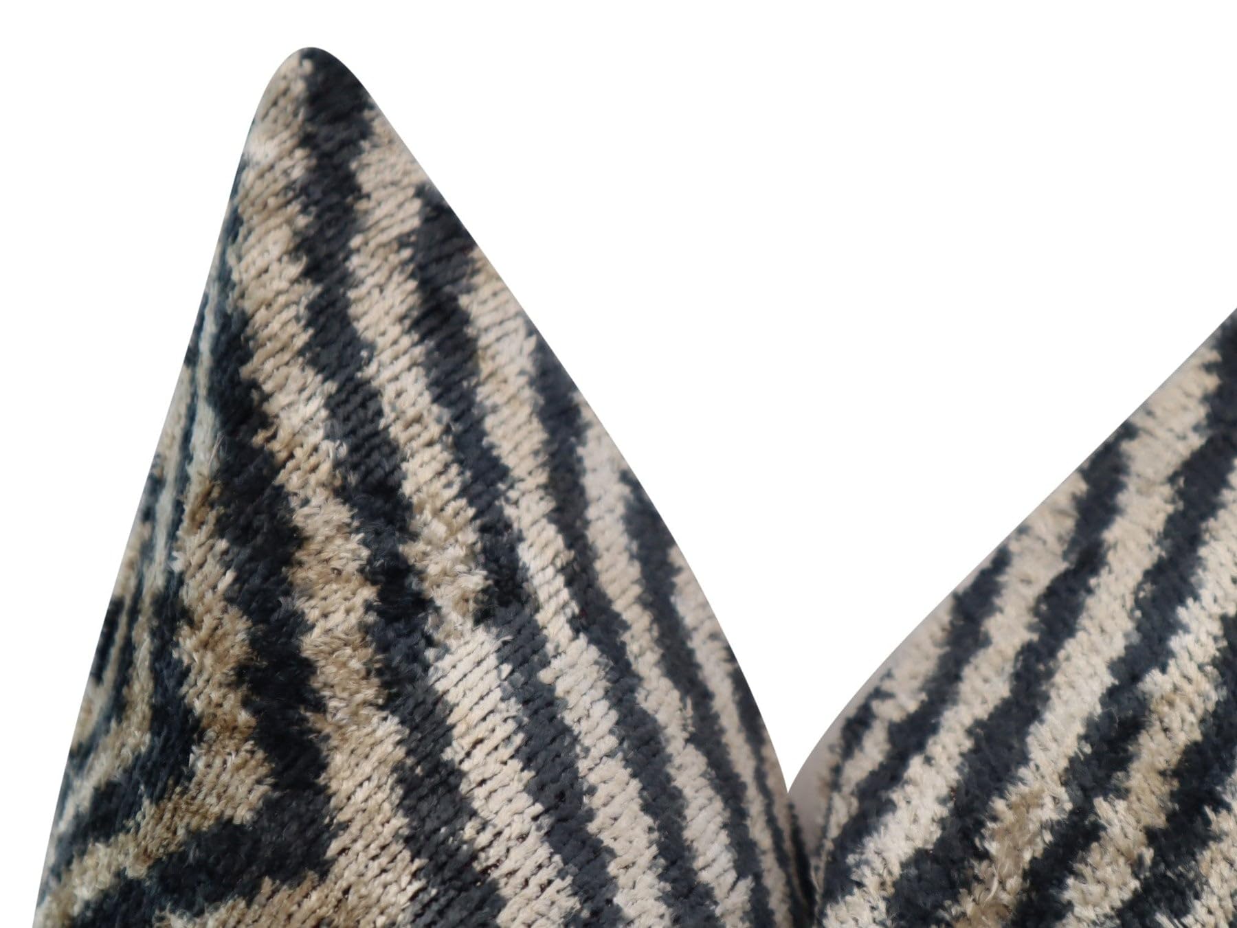 CANVELLO Handmade Black Ivory Chevron Velvet Throw Pillow – 16x16 Inch, Luxury Down Feather Filled Cushion for Modern & Bohemian Décor – Soft & Elegant Decorative Accent Pillow